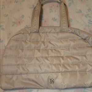 Victoria's Secret Beige Quilted Travel Bag